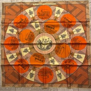 HERMÈS NWT Jeu Des Omnibus Remix Silk Orange Scarf